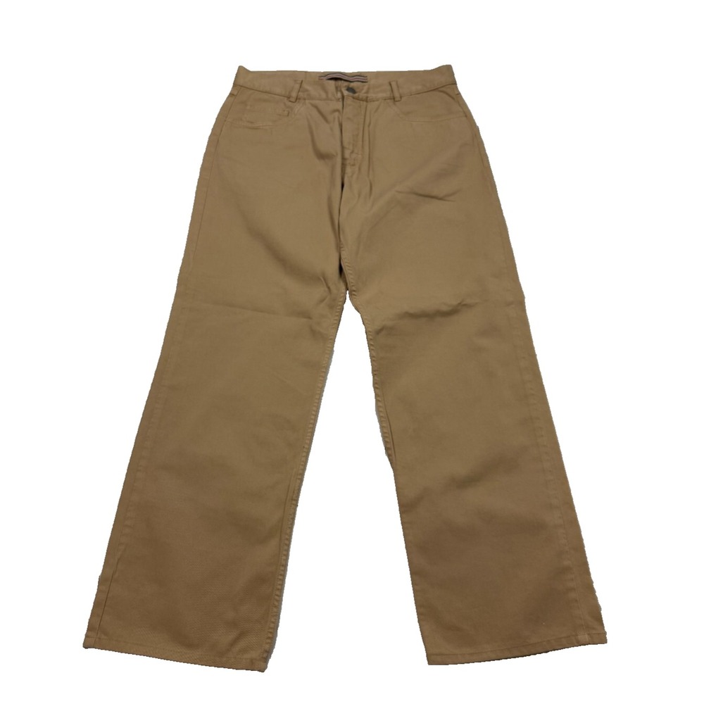 Burberry London Mens 34R Tan‎ Khaki Cotton Straight Leg Pants 34x28
